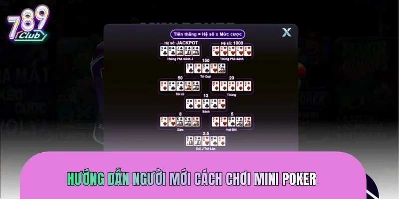 Cách chơi Mini Poker rất đơn giản, dễ hiểu